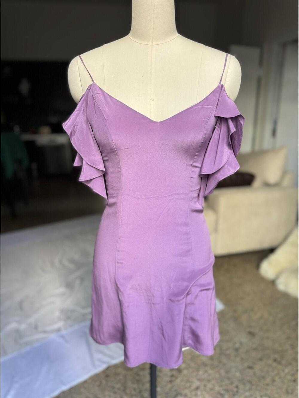 Lavender Brown 100% Silk Dress Sz Xs Made In USA
